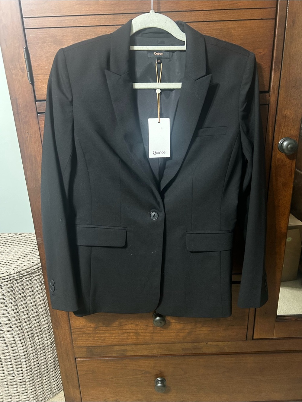 NWT Quince Italian Wool Long Blazer black Med